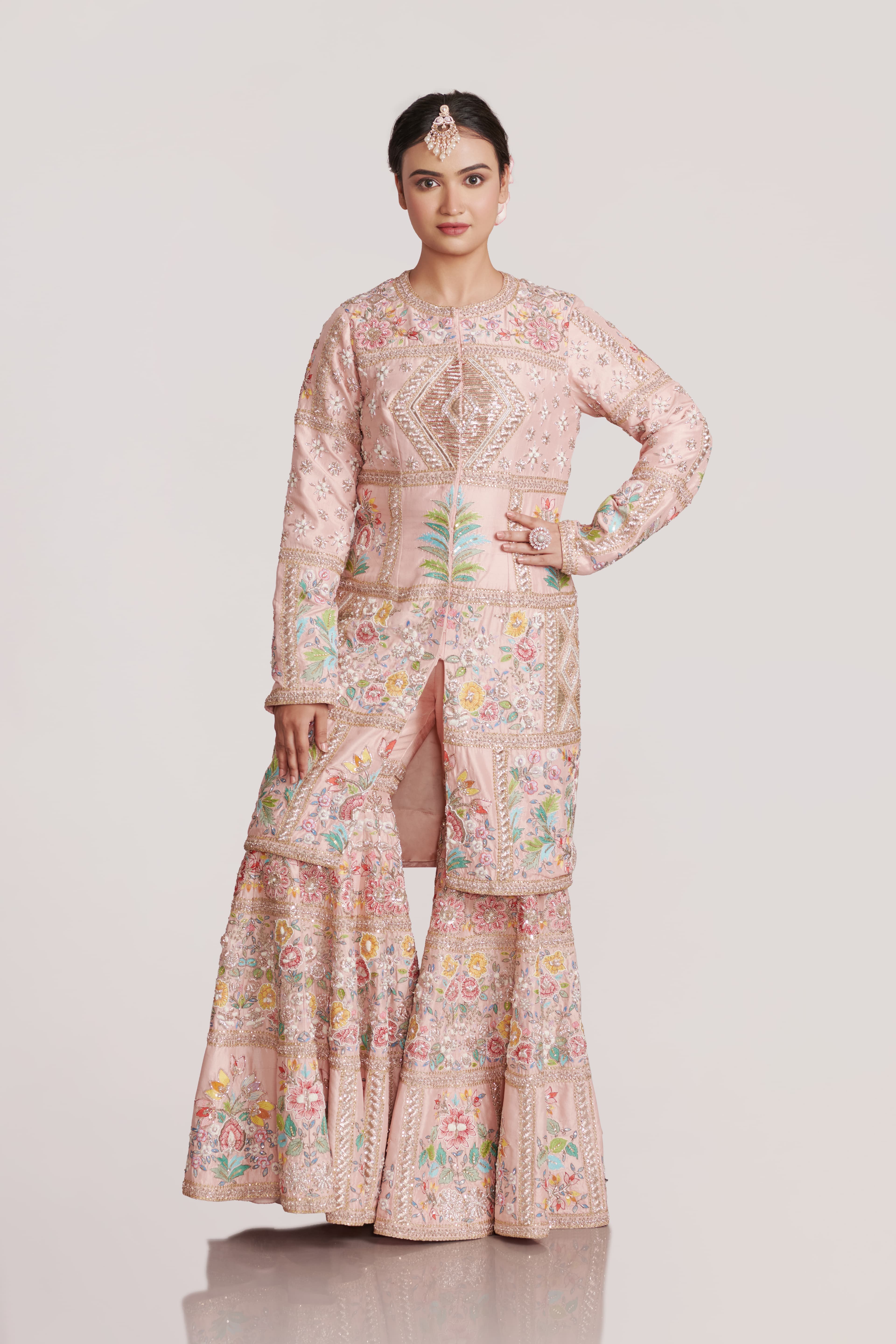 Kurta Jacket and Sharara Pants with Cape Dupatta AS/D/006